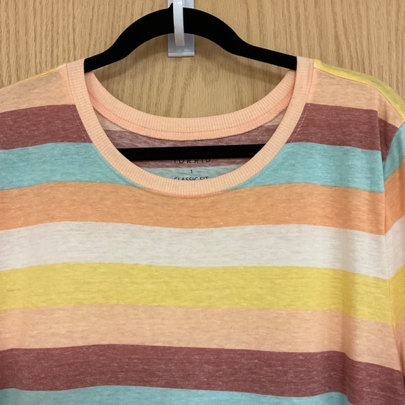 Torrid Classic Fit Crew Tee Vintage Triblend Jersey Multicolor Striped Size 1 1X - Picture 4 of 5